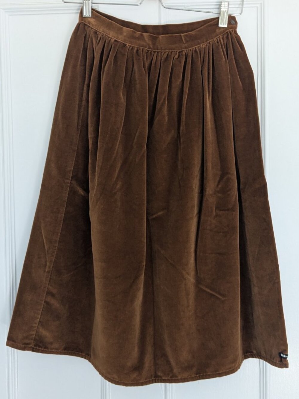 LITTLE CREATIVE FACTORY Rust Brown Velvet Midi Skirt XS 0